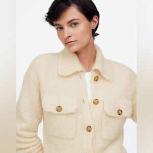 Madewell Ivory Bouclé-Knit Sweater Jacket Size XS NS678